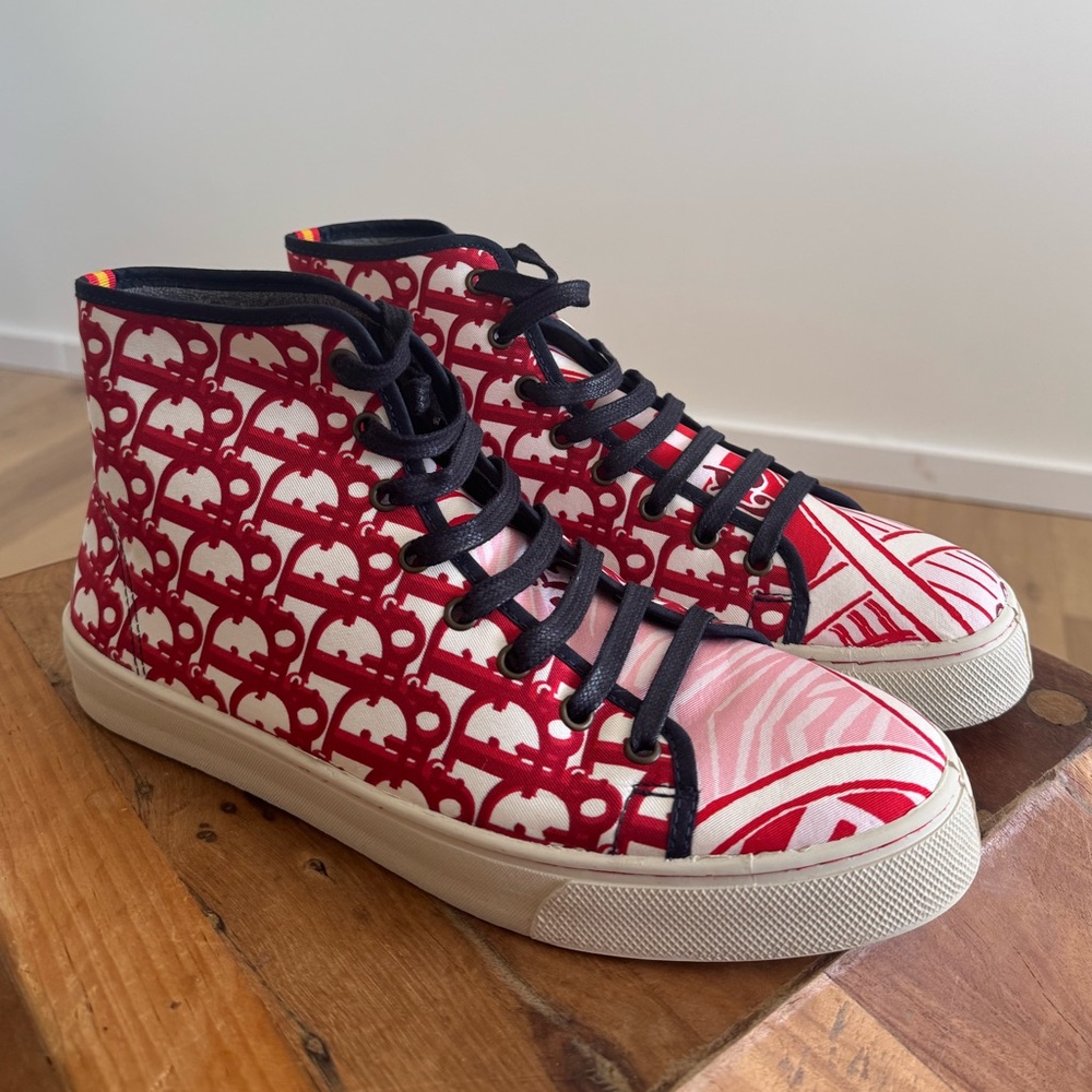 Respoke Dior Hermes Red Pink Hi-Top Sneakers size 42 or women's US 12